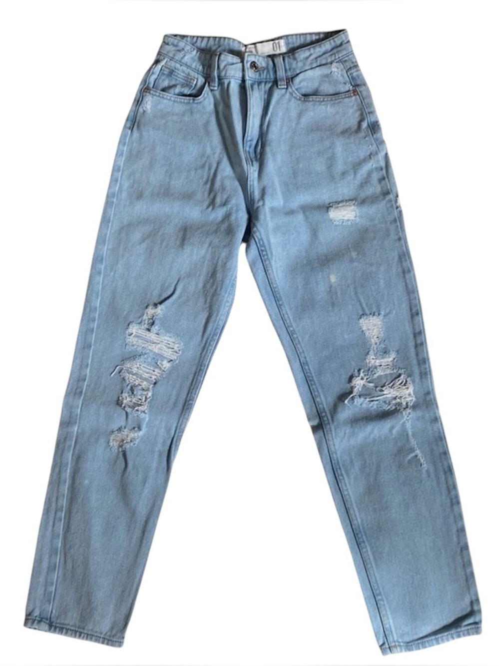 Light Blue Distressed Mom Jeans